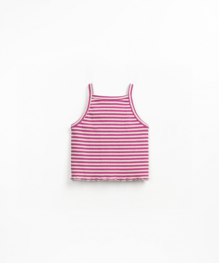 Striped knit top with coconut buttons