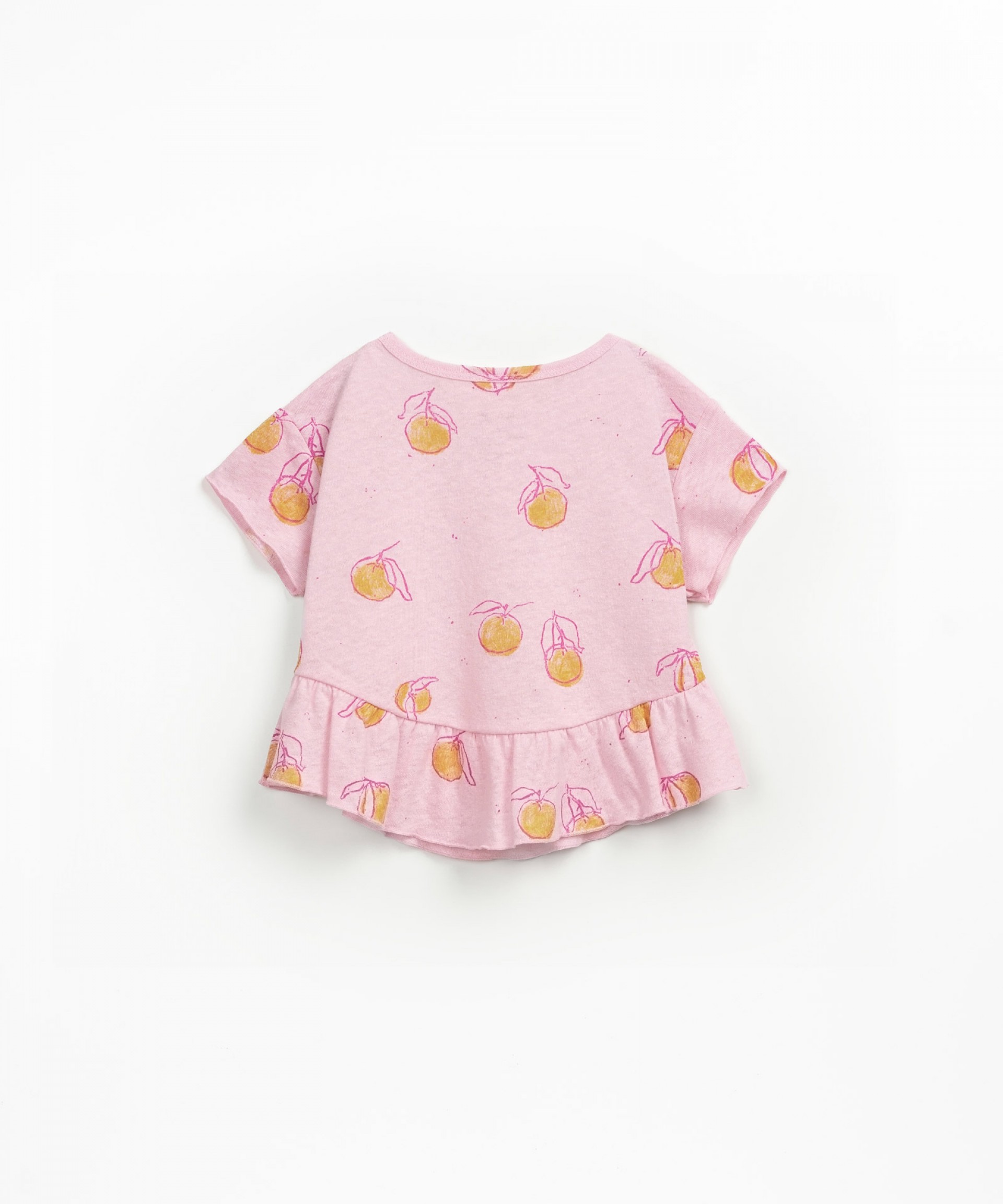 Organic cotton and linen T-shirt with orange print