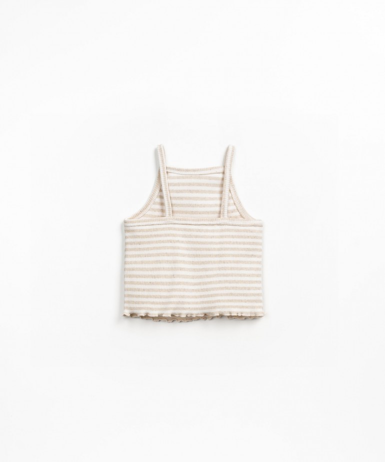 Striped natural fiber strappy top