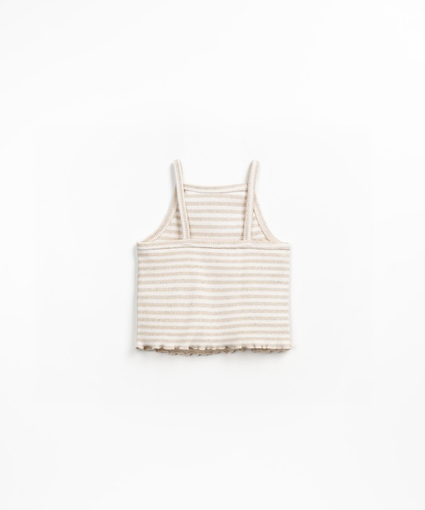 Striped natural fiber strappy top