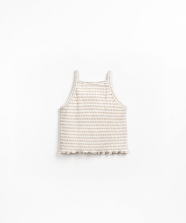 Striped knit top with coconut buttons