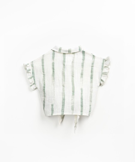 Túnica em algodão orgânico com estampado de riscas