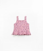 Ribbed knit top with pear print