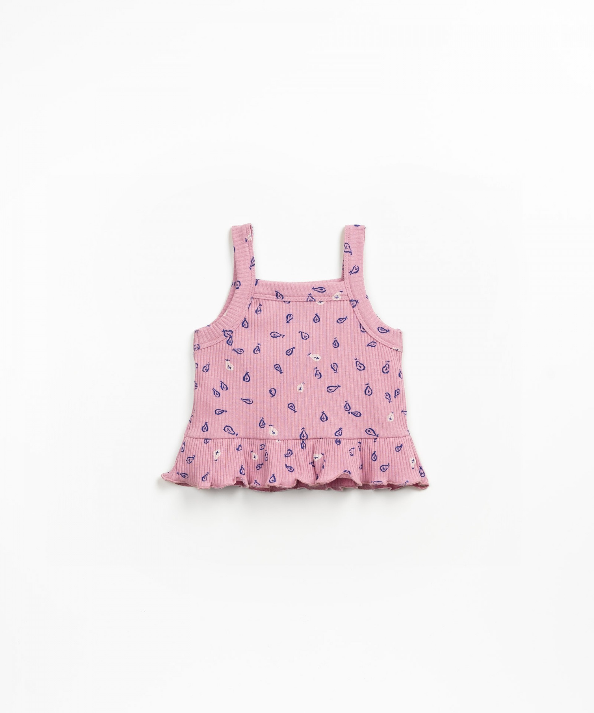 Ribbed knit top with pear print