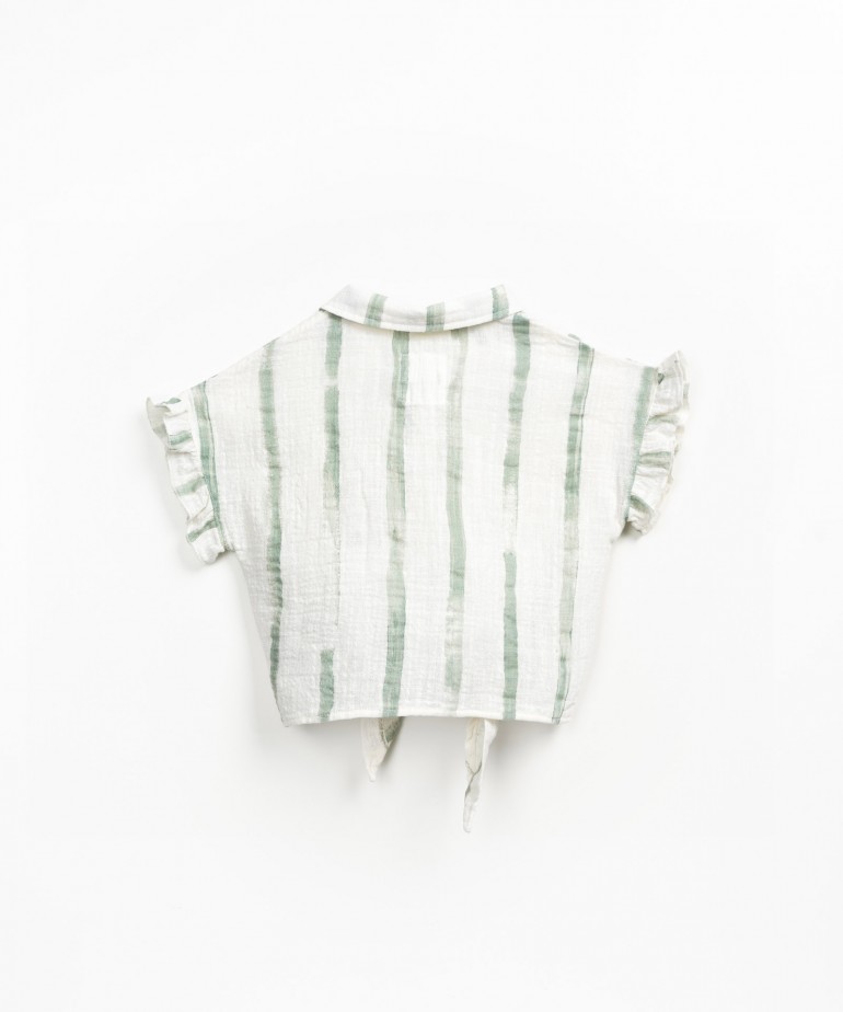 Tnica em algodo orgnico com estampado de riscas