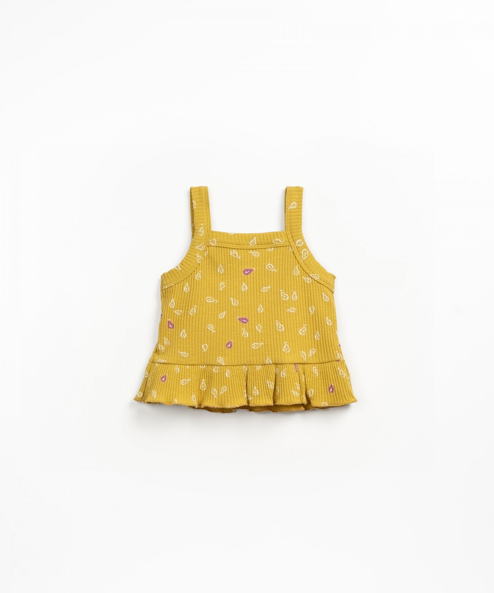 Top de punto canal con estampado de peras