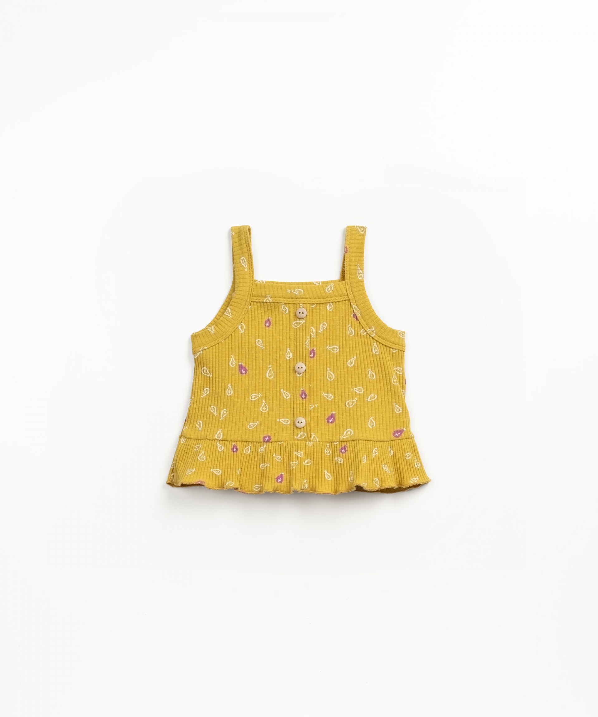 Top de punto canal con estampado de peras