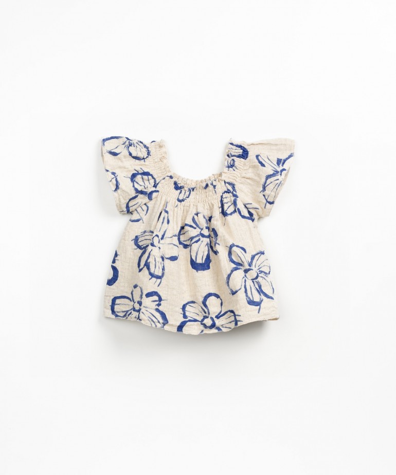Tnica de tejido de algodn y lino con estampado de flores
