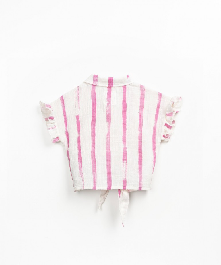 Tnica em algodo orgnico com estampado de riscas