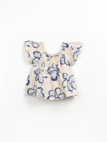 Tunic in cotton and linen fabric with floral print