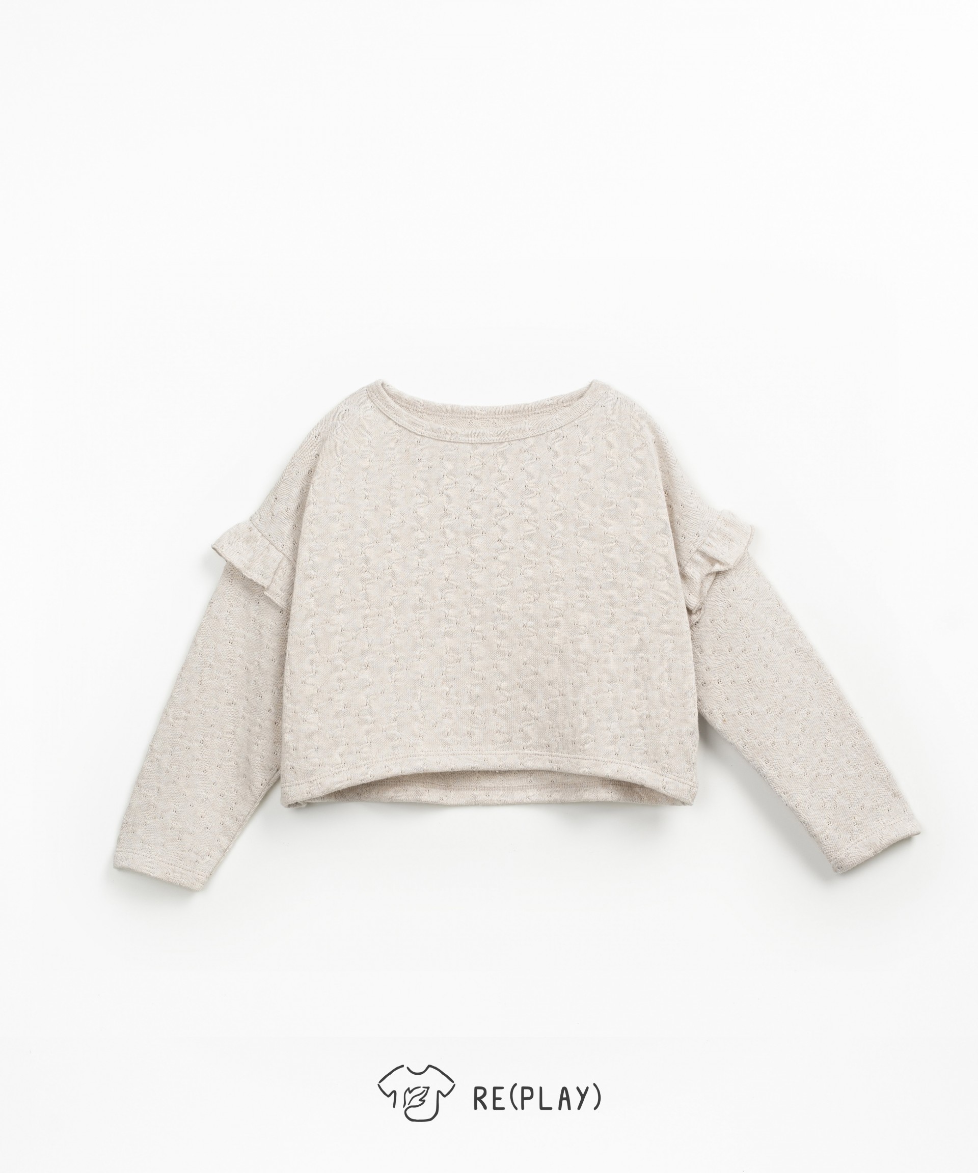 Knit sweatshirt with a blend of regenerative cotton and recycled cotton