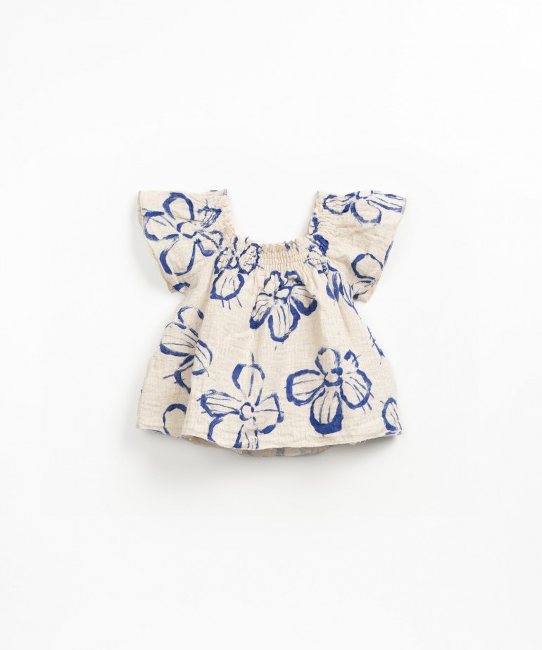 Tnica de tejido de algodn y lino con estampado de flores