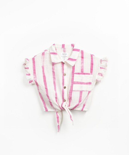 T�nica em algod�o org�nico com estampado de riscas