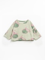 Sweat estampada com mistura de fibras recicladas e fibras naturais