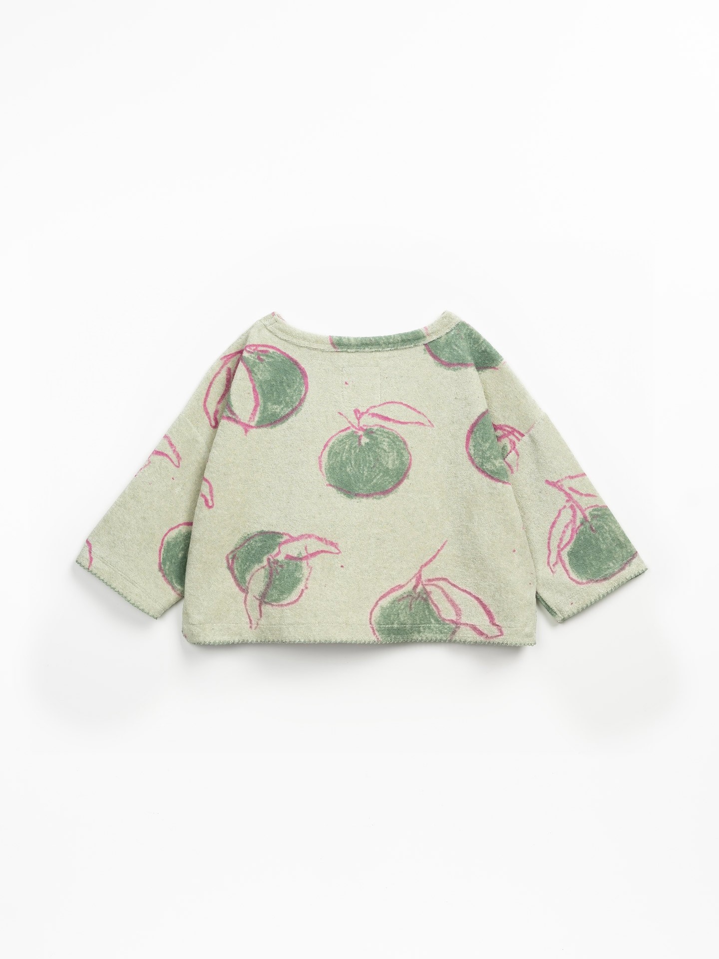 Sweat estampada com mistura de fibras recicladas e fibras naturais