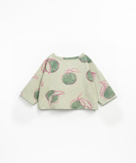 Sudadera estampada con mezcla de fibras recicladas y fibras naturales