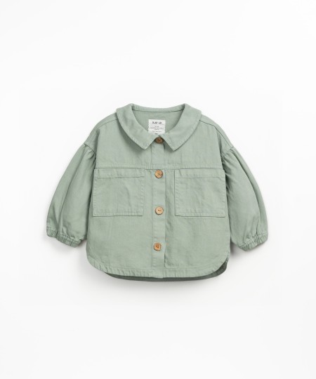 Cotton twill jacket with coconut buttons