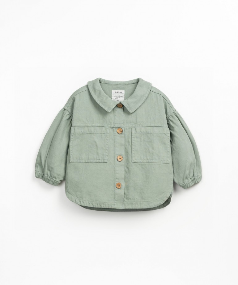 Cotton twill jacket with coconut buttons