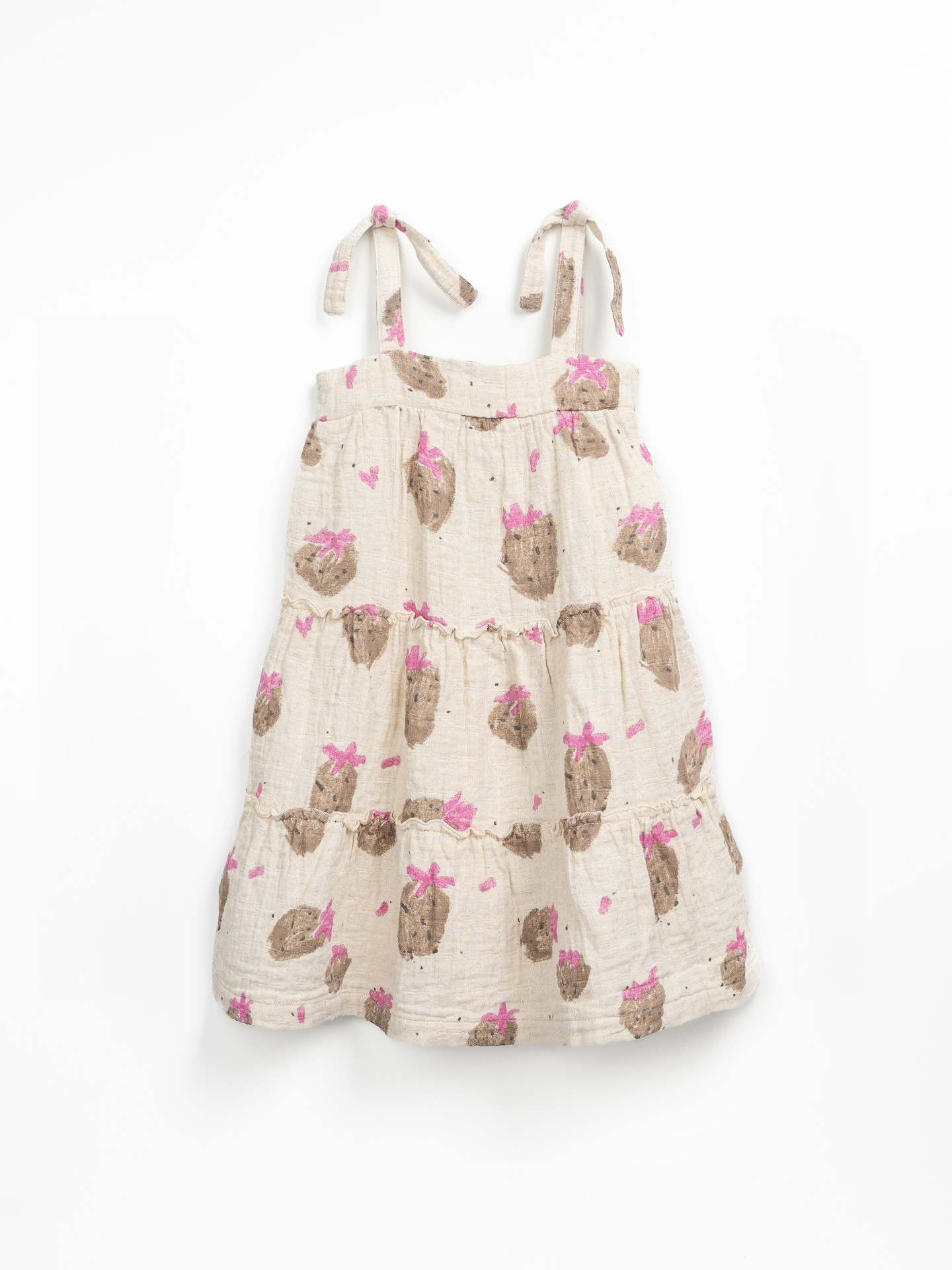 Vestido de tela con estampado de fresas