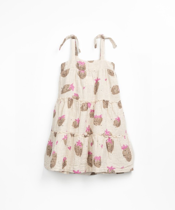 Vestito in tessuto con stampa di fragole