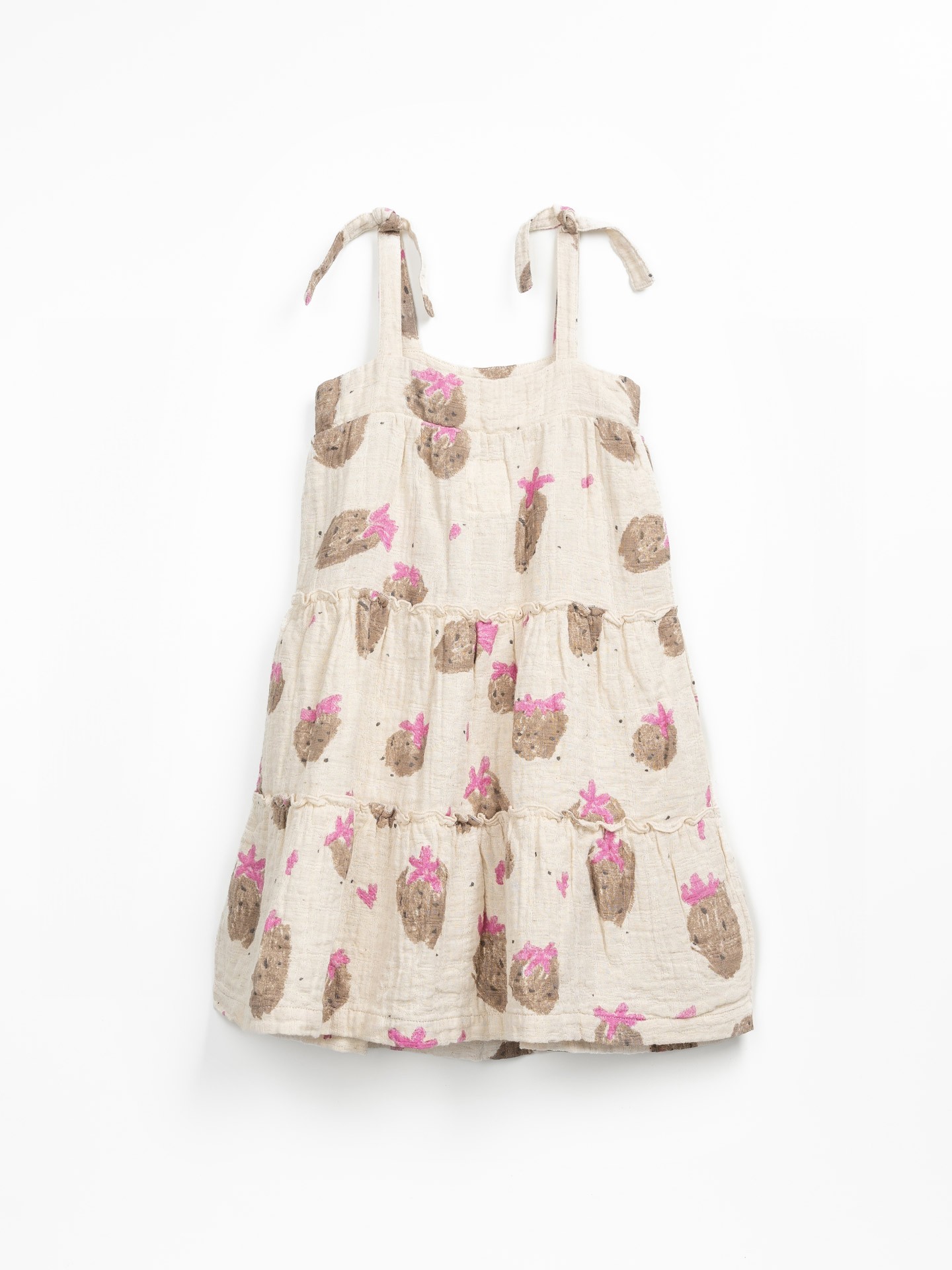 Vestido de tela con estampado de fresas