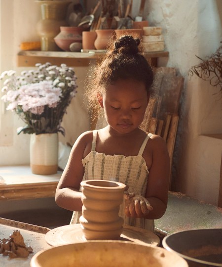 Long jumpsuit with striped print