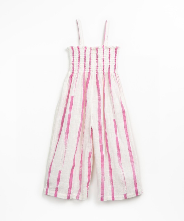 Long jumpsuit with striped print