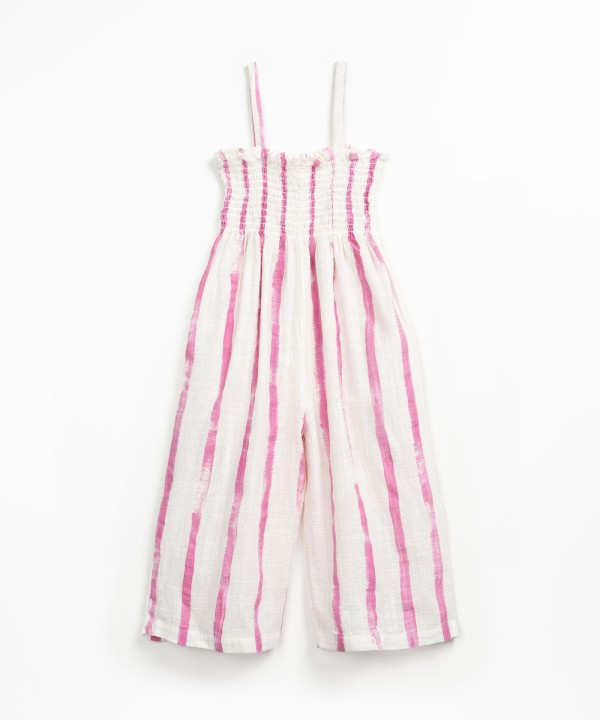 Long jumpsuit with striped print