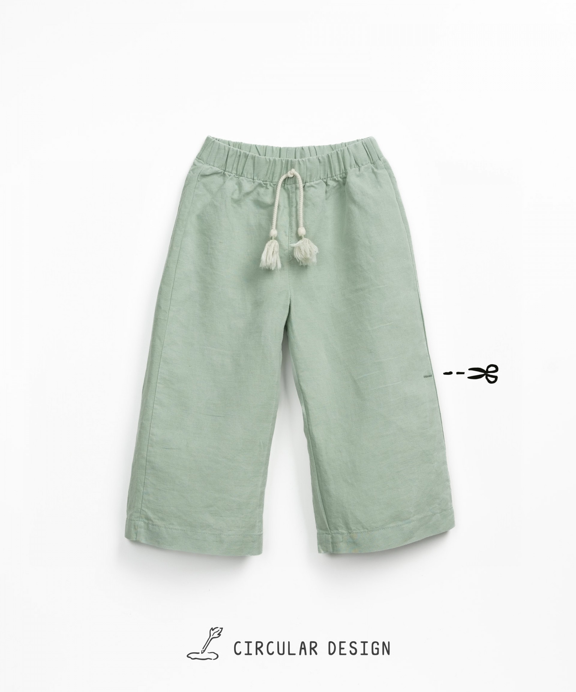 Fabric trousers with decorative drawstring