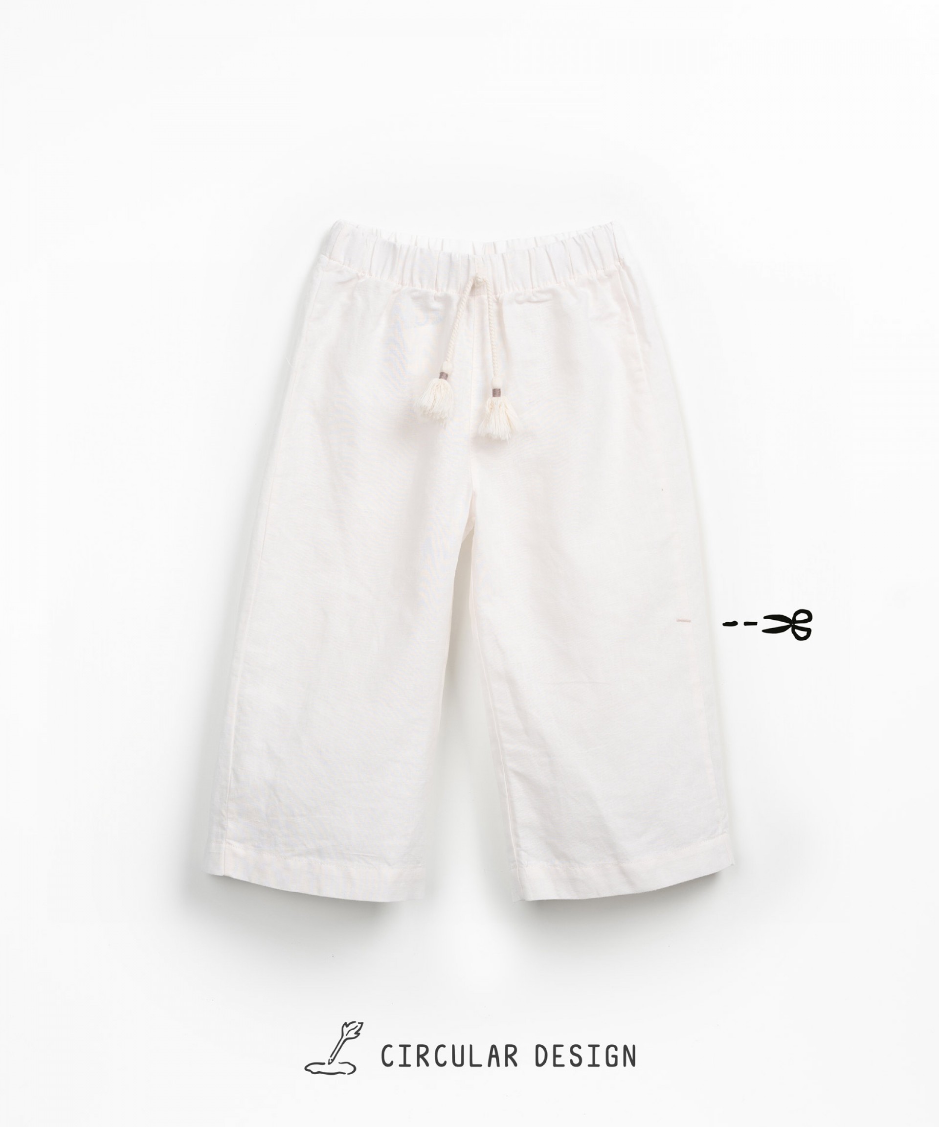 Fabric trousers with decorative drawstring