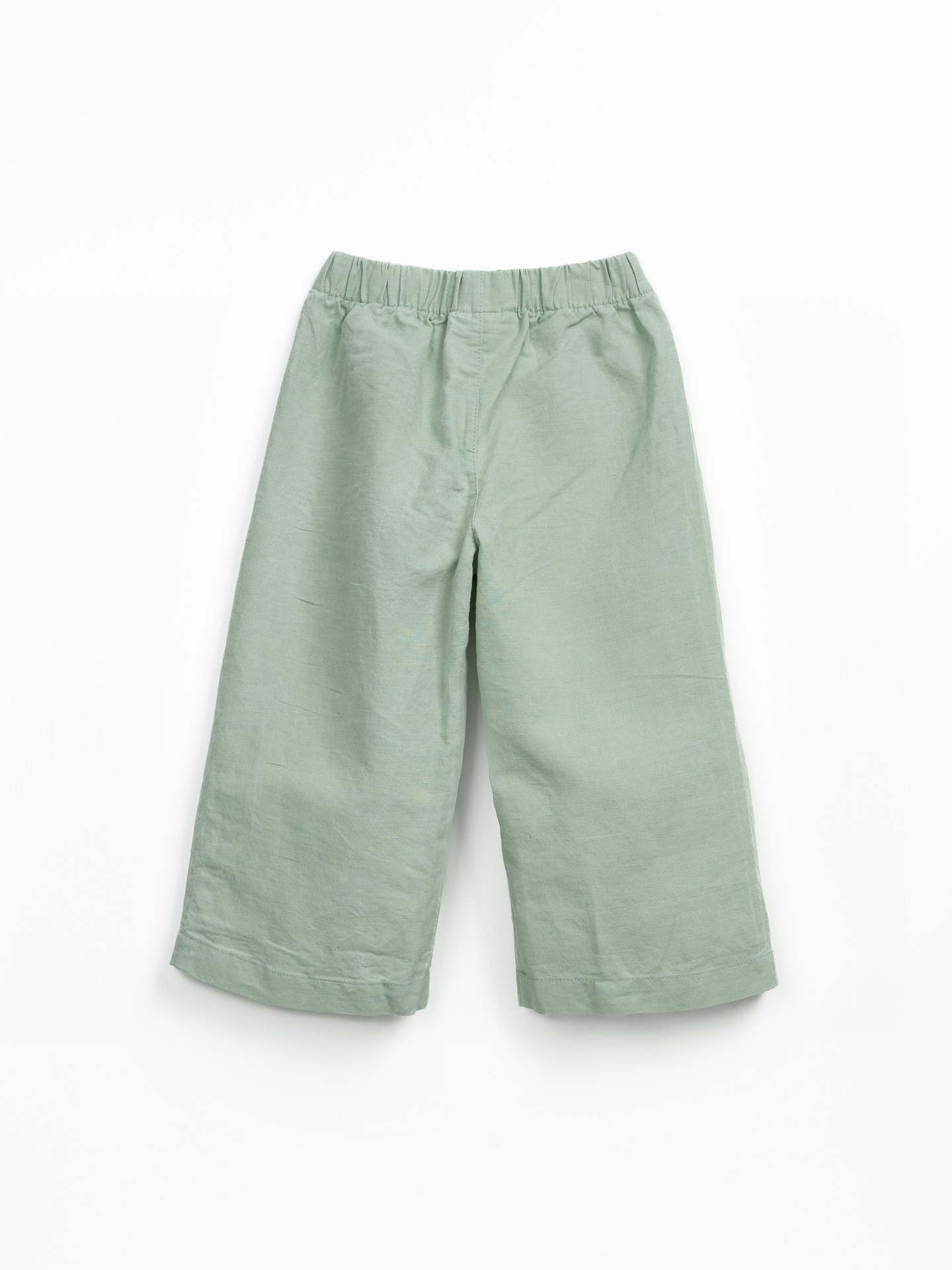 Pantaloni in lino e cotone biologico con cordino decorativo