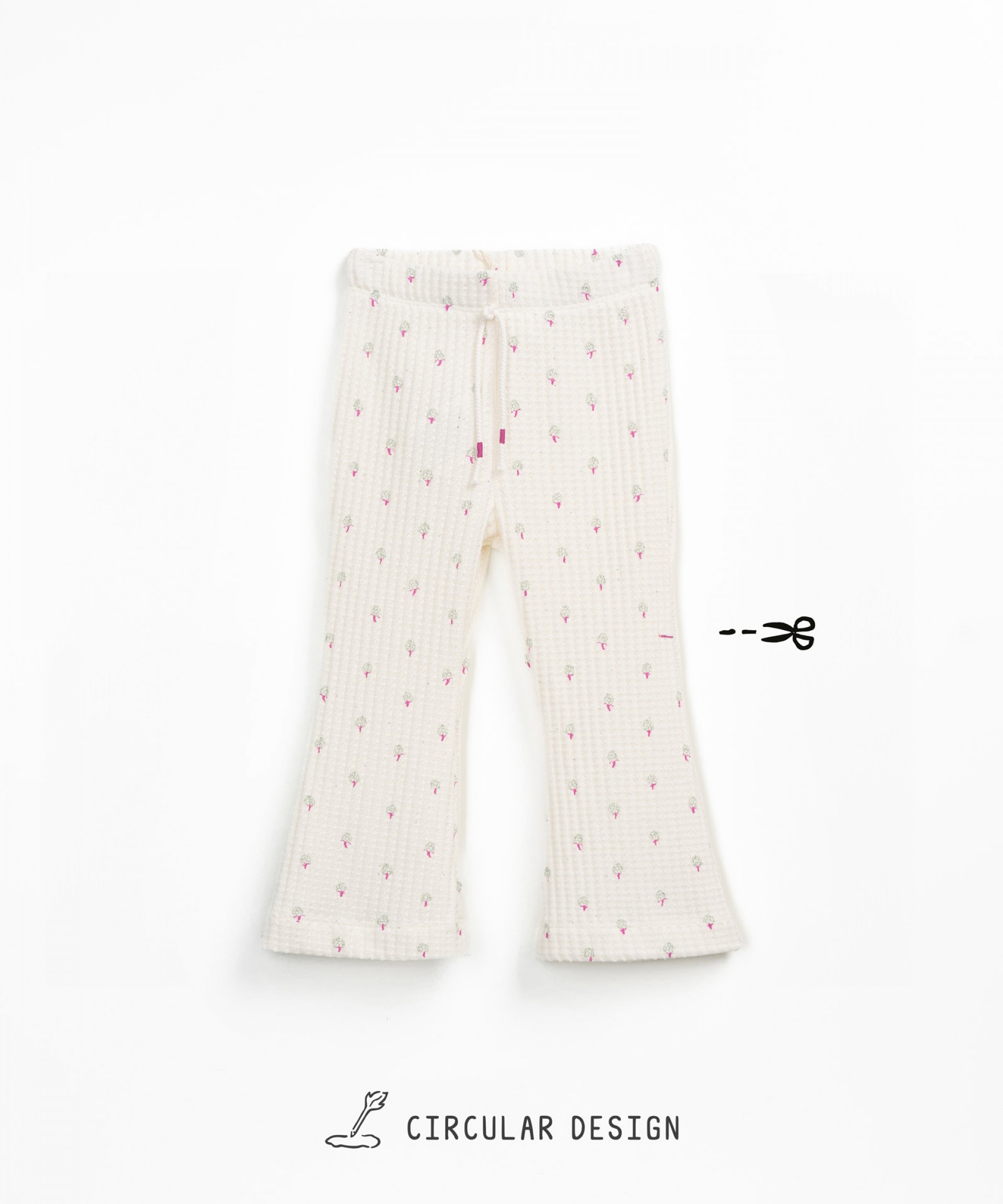 Textured knit trousers with print