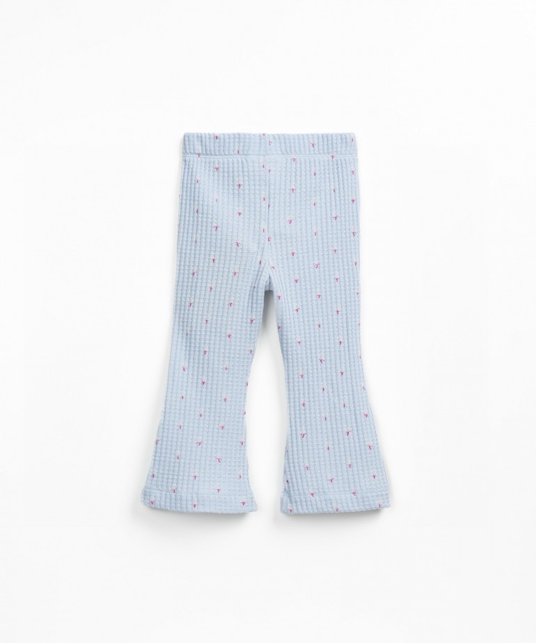 Textured knit trousers with decorative drawstring