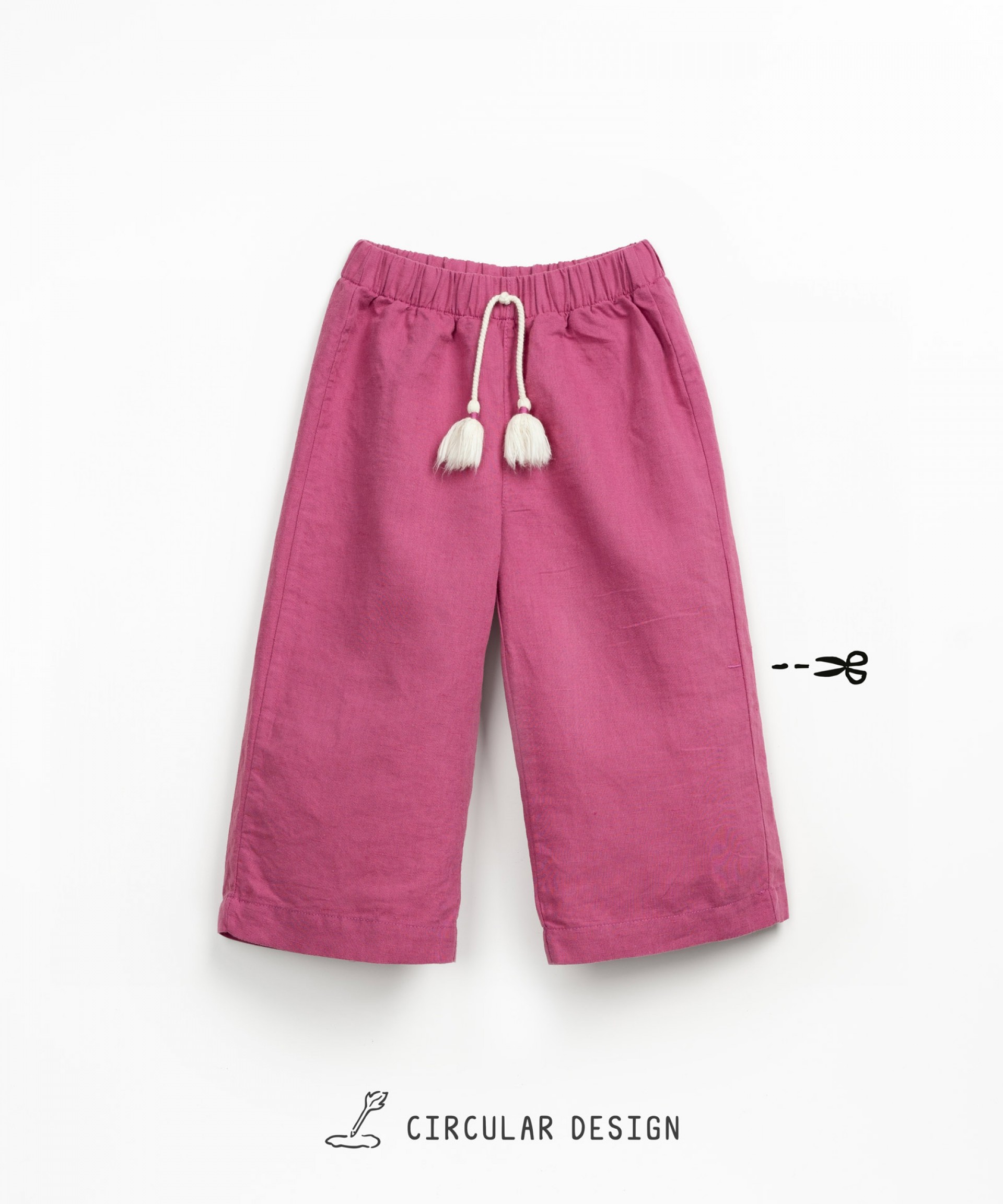 Fabric trousers with decorative drawstring