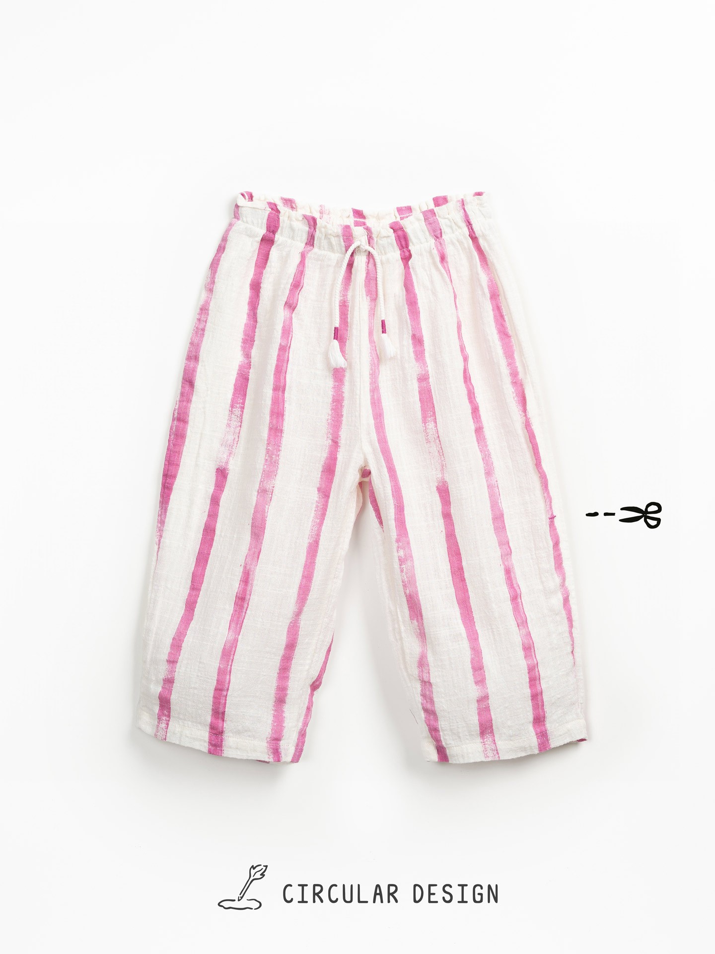 Calça de tecido com cinto elástico