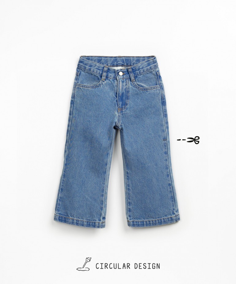 Wide-leg denim trousers in organic cotton