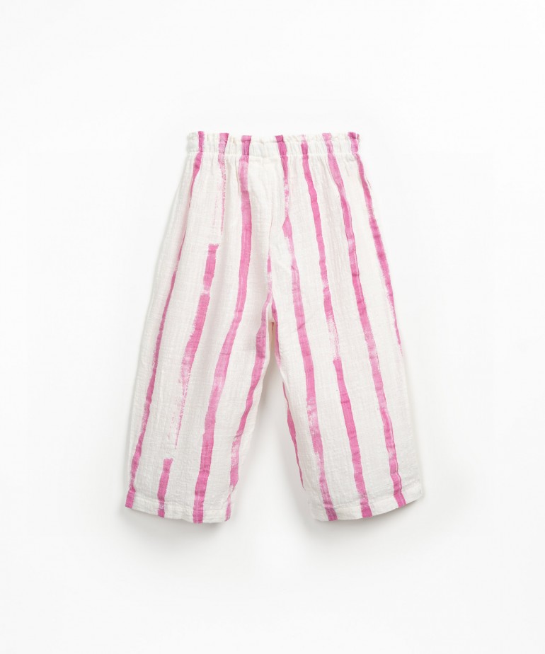 Fabric trousers with elastic belt