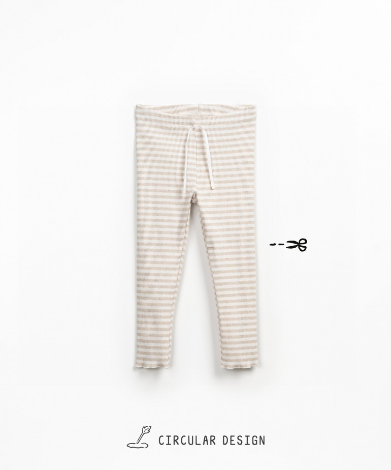 Striped leggings in a blend of cotton and hemp