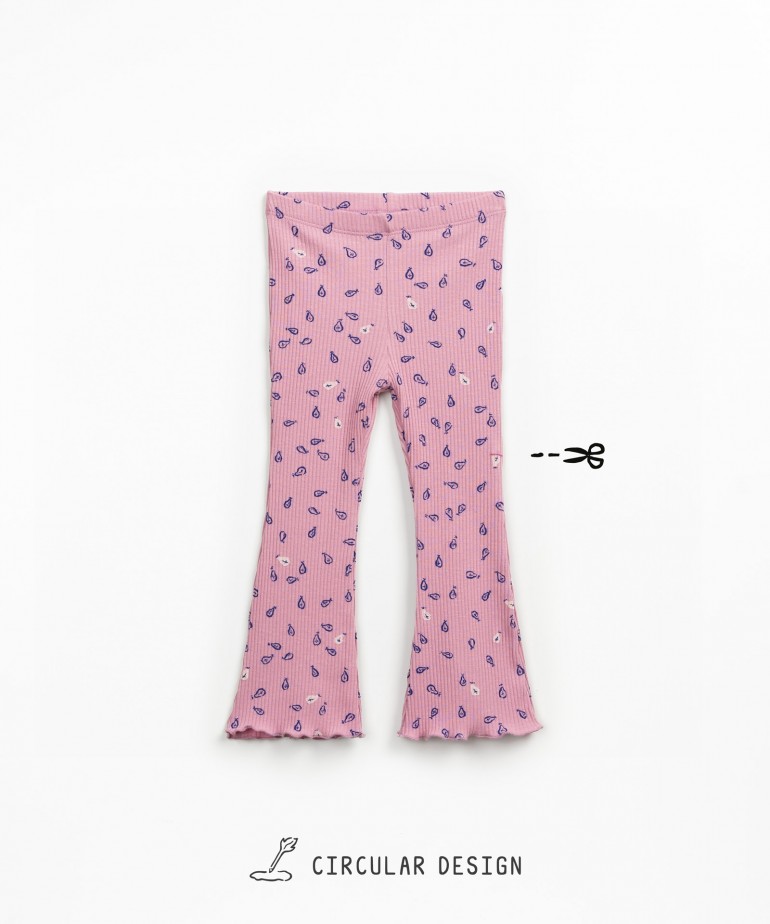 Leggings de punto acanalado con estampado de peras