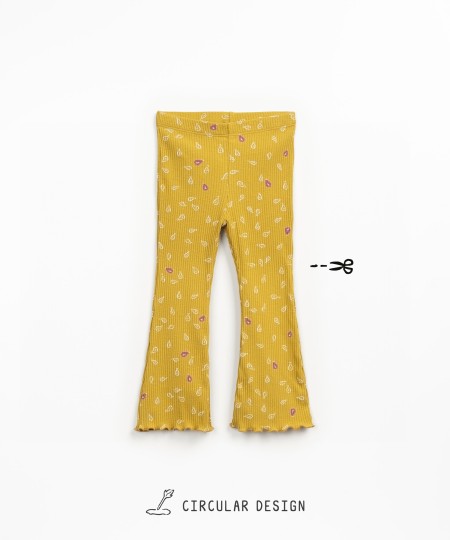 Leggings de malha canelada com estapado de p�ras