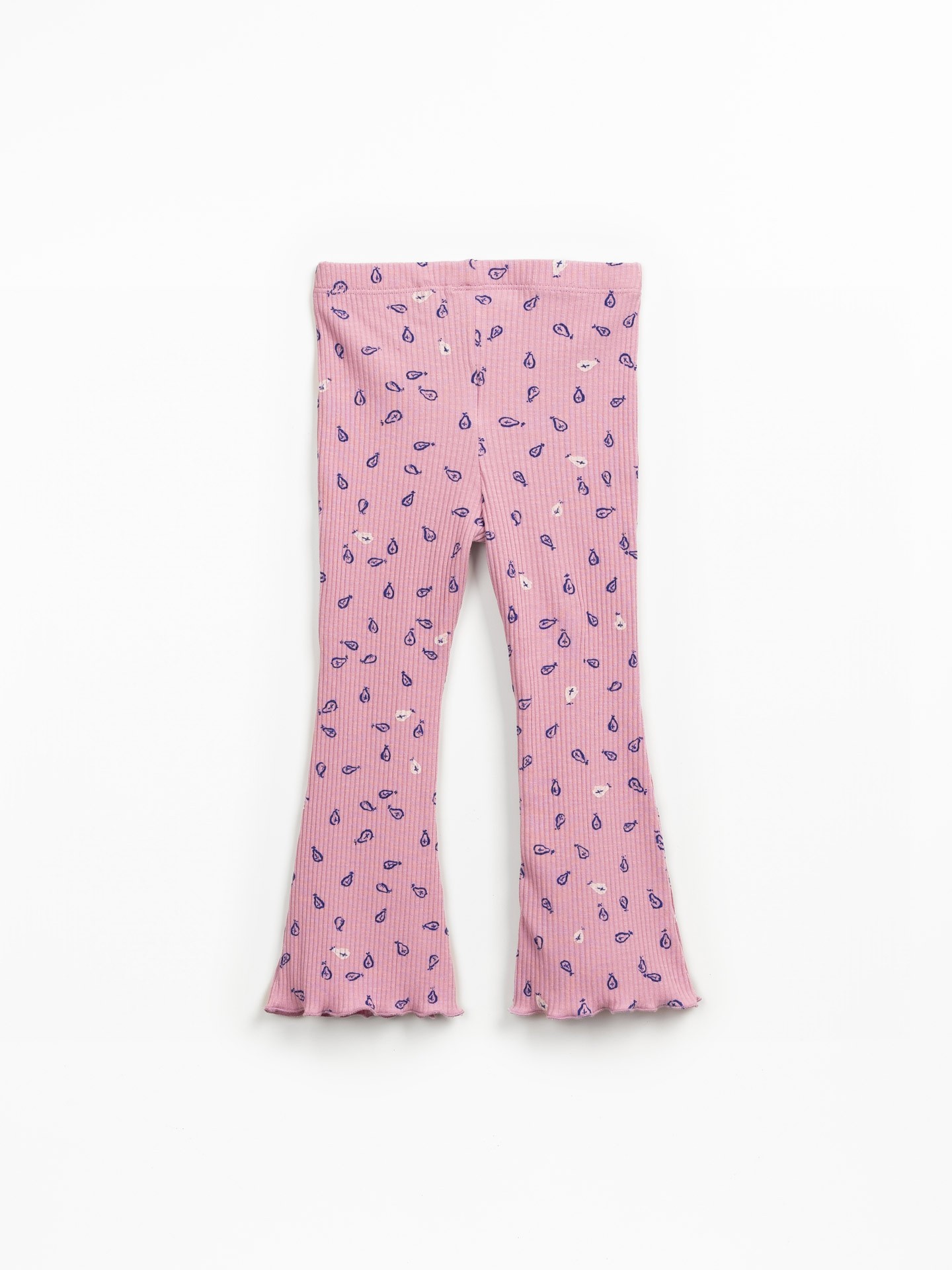 Leggings de malha canelada com estapado de pêras