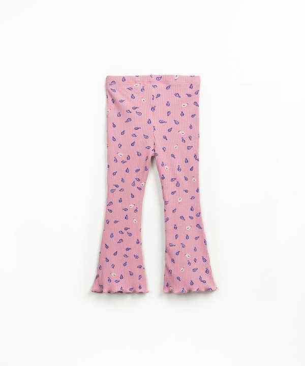 Leggings de malha canelada com estapado de p�ras