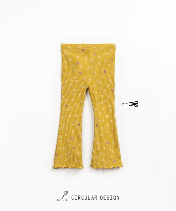 Leggings de malha canelada com estapado de p�ras