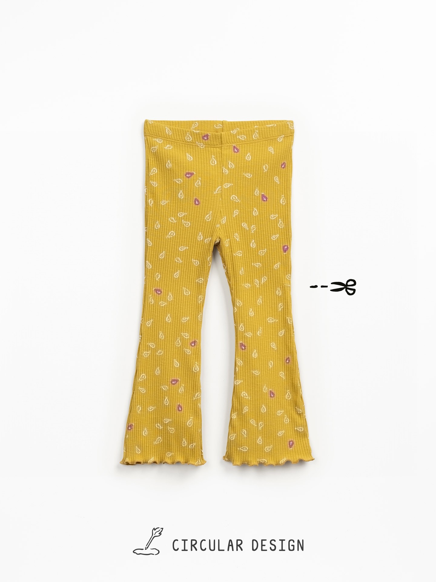 Leggings de malha canelada com estapado de pêras