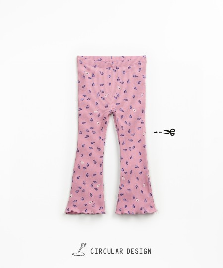 Leggings de malha canelada com estapado de p�ras