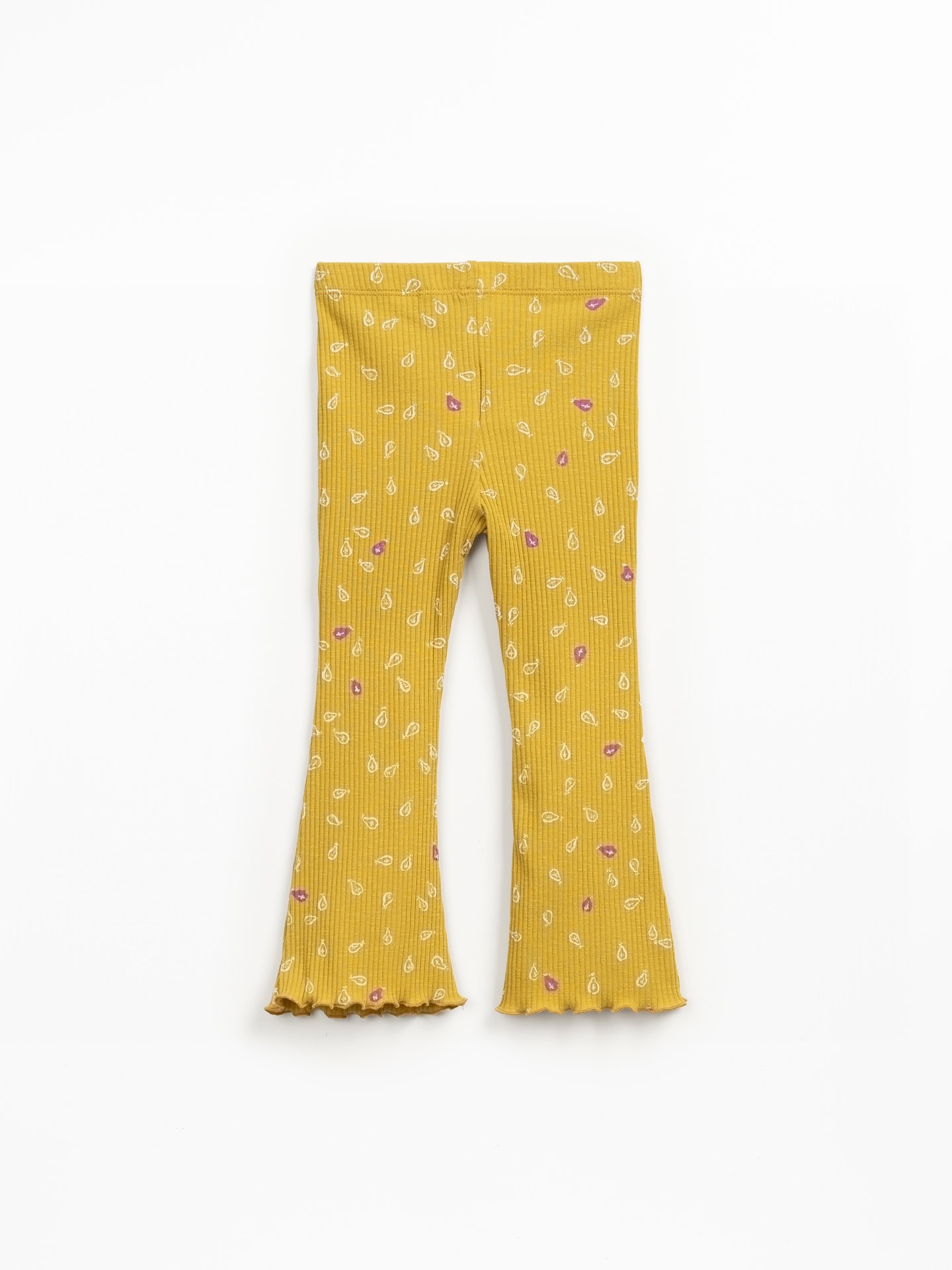 Leggings de malha canelada com estapado de pêras