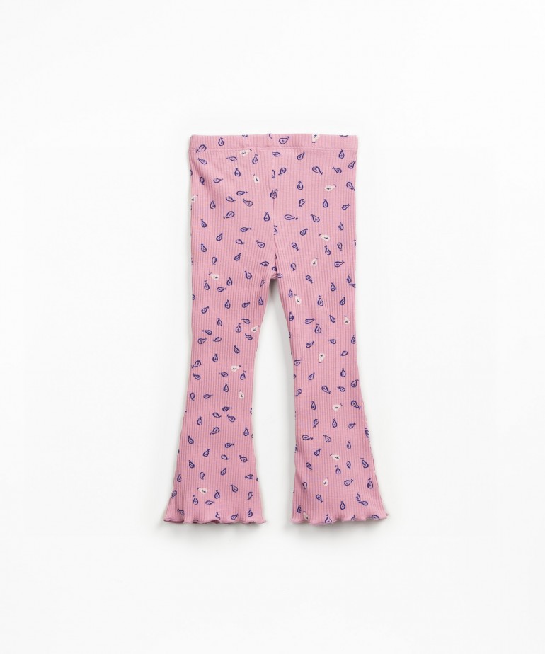 Leggings a maglia a coste con stampa di pere