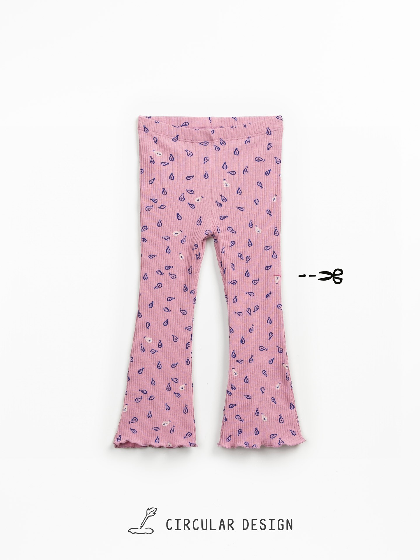 Leggings de malha canelada com estapado de pêras