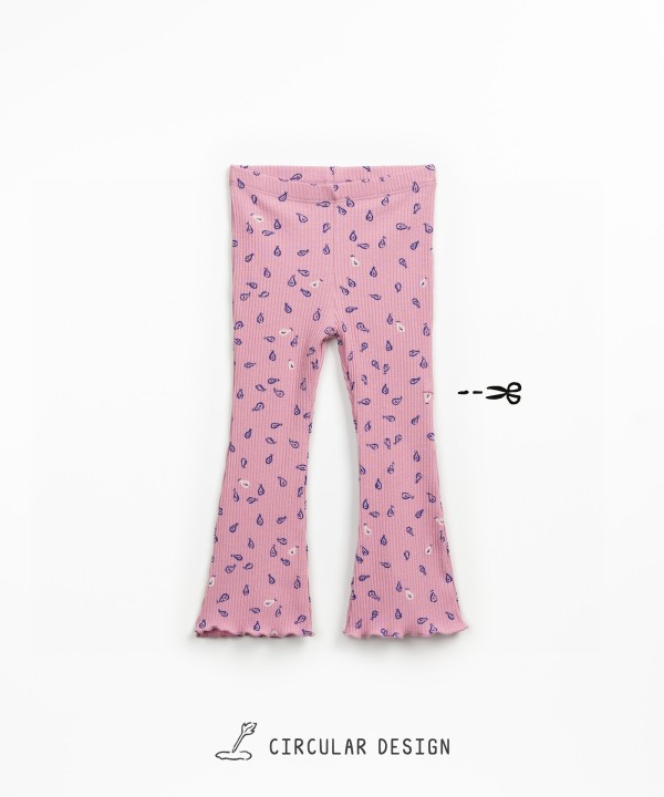 Leggings de malha canelada com estapado de p�ras