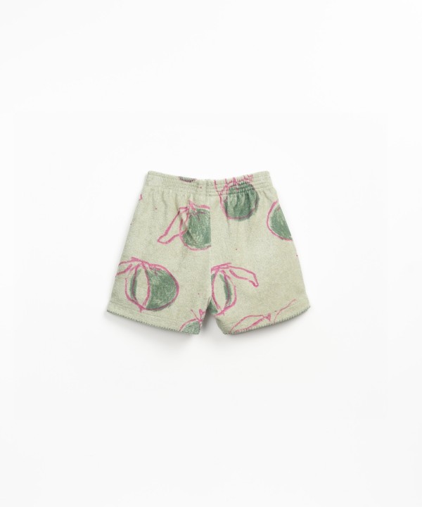 Pantaloncini in maglina peluche con stampa